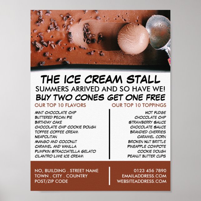 Póster Crema de hielo de chocolate, publicidad en salón d (Frente)
