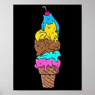Póster Crema de hielo de gato dulce - Camisa de postre ga