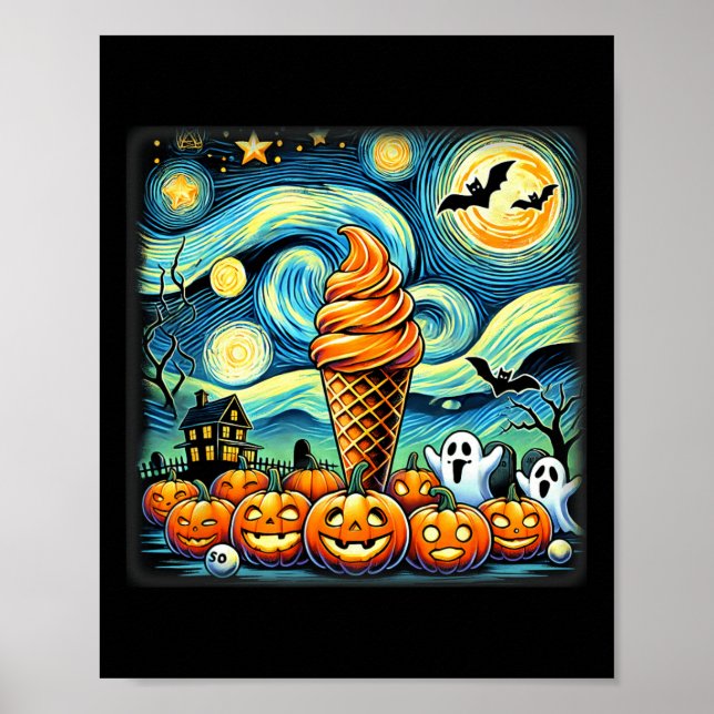Póster Crema de hielo nocturno Cone Halloween (Frente)