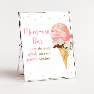 Póster Crema de hielo rosa Baby Shower Mom Osa Bar
