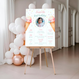 Póster Crema de hielo Rótulo hito de cumpleaños, estadíst