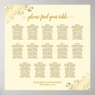 Póster Crema de la tabla de asientos Boda de 14 tazas de 