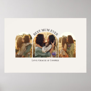 Póster Crema elegante arco multifoto mejor mamá