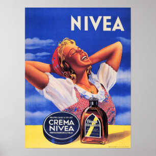 Póster Crema Nivea Retro Anuncio de Loción de Cosméticos 
