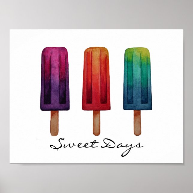 Póster Cremas de hielo acuáticas cúrcules popsicas (Frente)