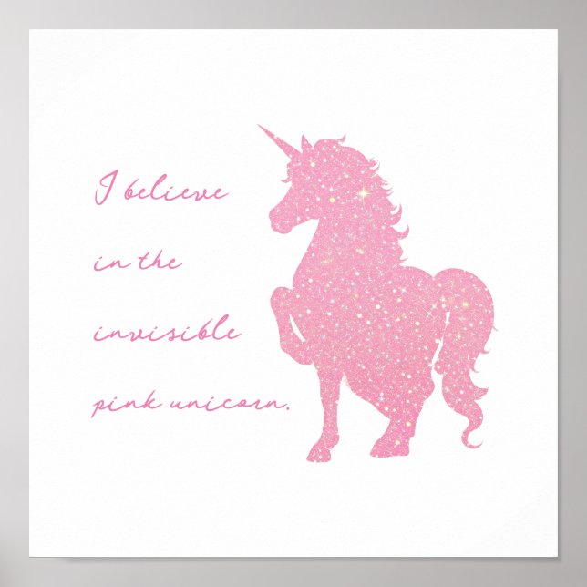 Póster Creo en el unicornio rosa invisible. (Frente)