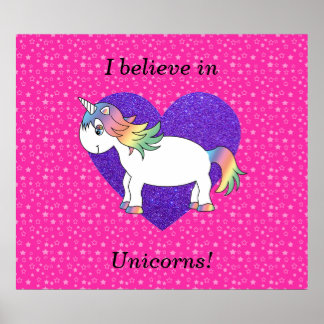 Póster Creo en las estrellas rosas de unicornio