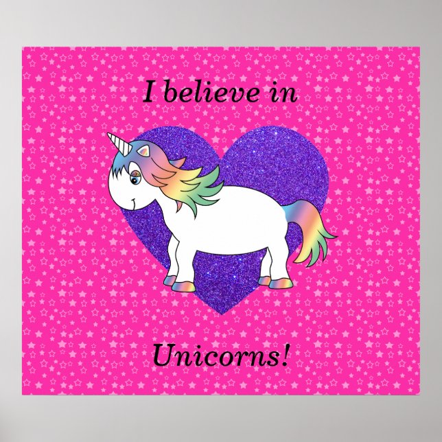 Póster Creo en las estrellas rosas de unicornio (Frente)