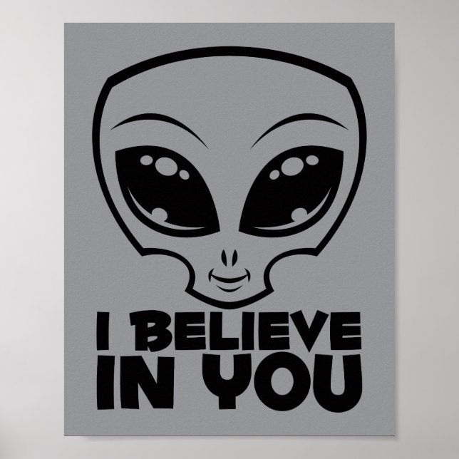 Póster Creo en ti Alien en línea negra (Frente)