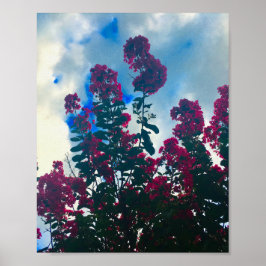 Póster crepe myrtle on a cloudy day