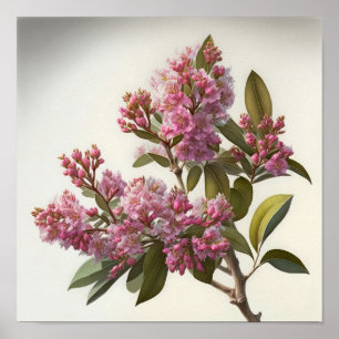Póster Crepe rosa Myrtle Flowers Art Print Poster