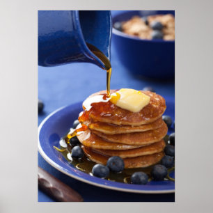 Póster Crepes con jarabe y arándano