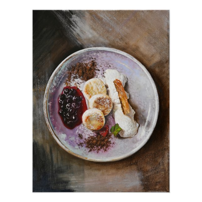 Póster Crepes de queso con bayas - Comida gourmet (Anverso)