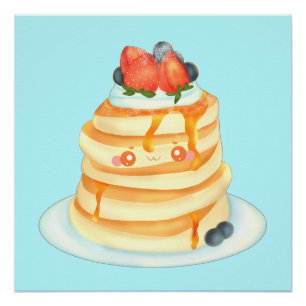 Póster Crepes Fluffy Con Jarabe De Arce, Fruta Y Crema