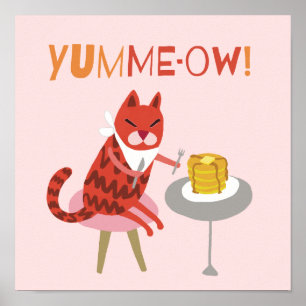 Póster Crepes para comer gato rojo