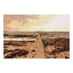 Póster Crepúsculo Costero: Acuarela de la Playa de Ardros