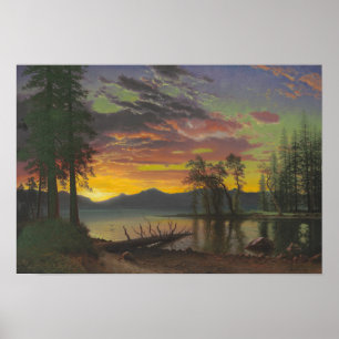 Póster Crepúsculo, el lago Tahoe, c.1870s (aceite en