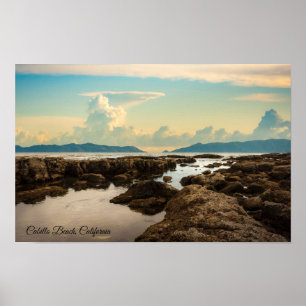 Póster Crepúsculo en las pozas de marea en la playa Cabri