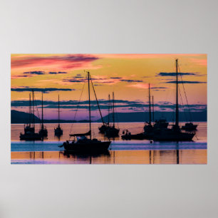 Póster Crepúsculo Sobre El Puerto De Ushuaia