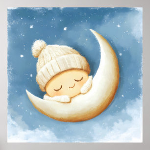 Póster Crescent Luna Acogedora de Punto