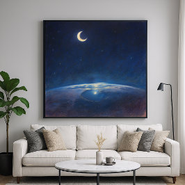 Póster Crescent Moon from Space - Estilo de pintura Paste