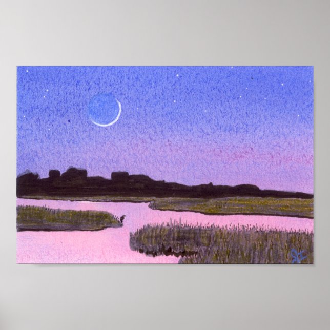 Póster Crescent Moon Marsh & Heron (Frente)