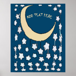 Póster Crescent Moon & Stars, agregar textPoster