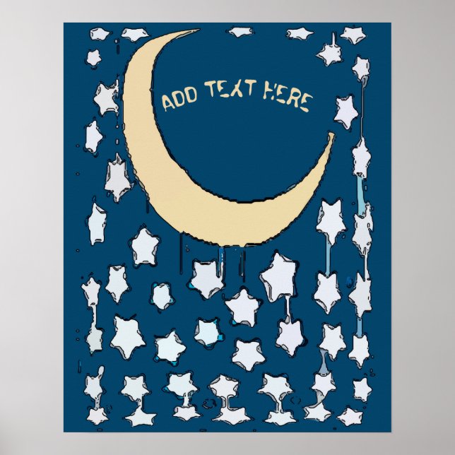 Póster Crescent Moon & Stars, agregar textPoster (Frente)