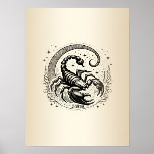 Póster Crescente de Luna Astrología Zodiaco Escorpio