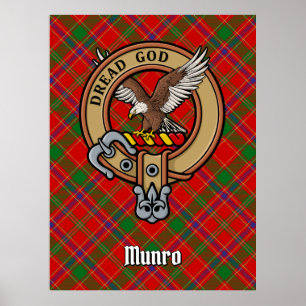Póster Crest de Clan Munro sobre Tartán