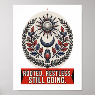 Póster Crest de Folk Inquieto Enraizado para Rincones Sil