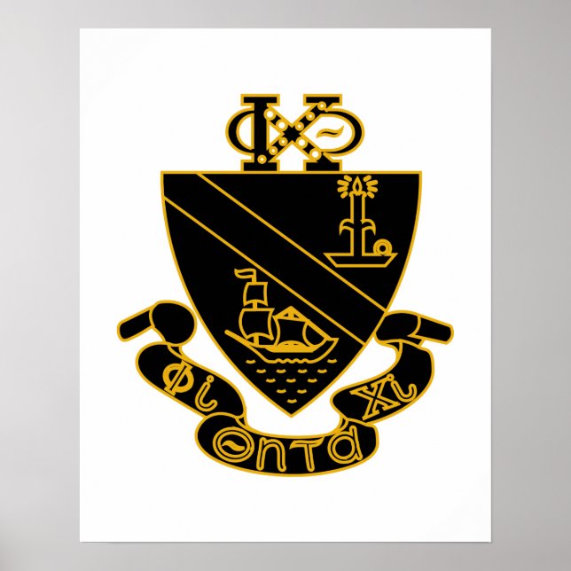 Póster Crest de Phi Chi Theta | Oro y Negro (Frente)