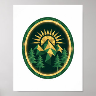 Póster Crest del Summit — Insignia de Montaña Geométrica