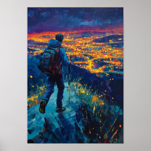 Póster Crestal de Medianoche Sobre las Luces de la Ciudad