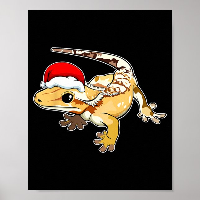 Póster Crested Gecko Santa Hat Christmas Pajama Lizard Re (Frente)
