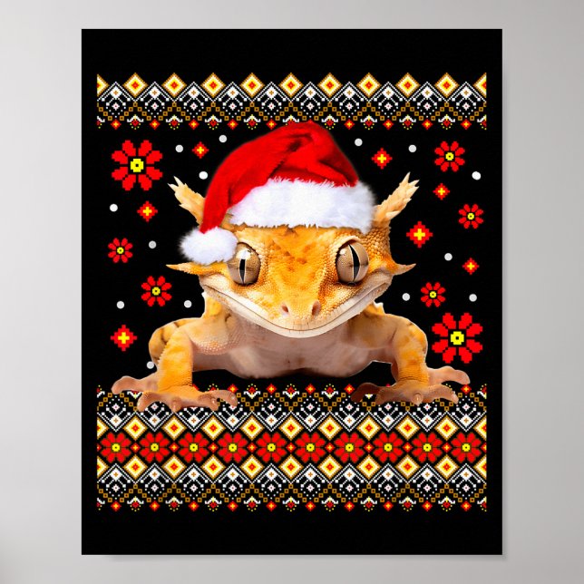 Póster Crested Gecko Ugly Christmas Sweater  (Frente)