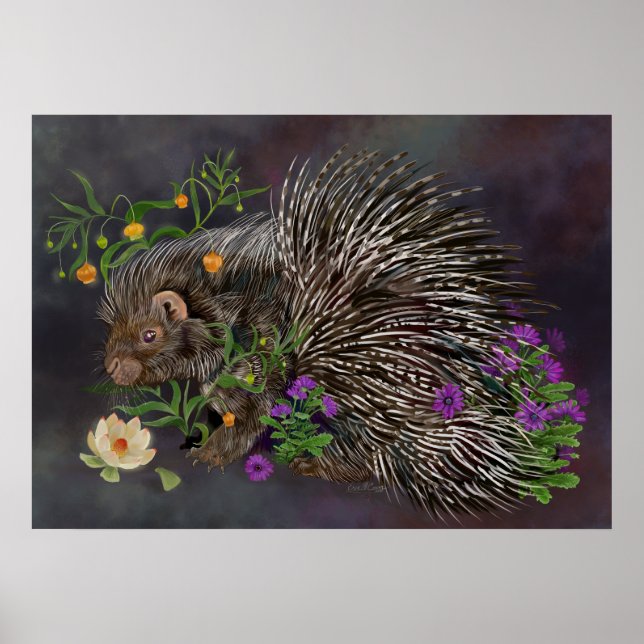 Póster Crested Porcupine Bouquet Art (Frente)