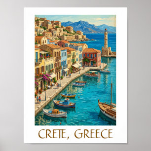 Póster Creta Grecia Escenario de Viaje Mediterráneo Vinta