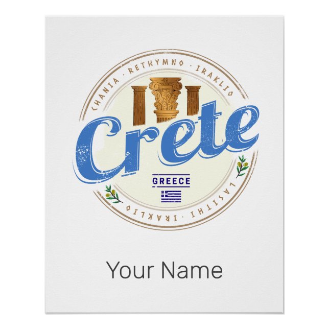 Póster Creta Island Grecia recuerdo de un viaje de vacaci (Anverso)
