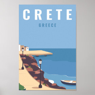 Póster Crete Grecia Famoso Ilustracion del lugar de viaje