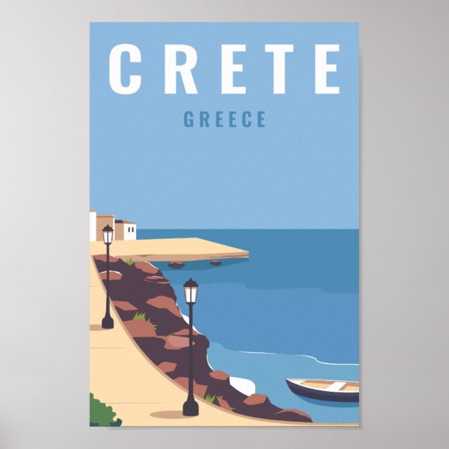 Póster Crete Grecia Famoso Ilustracion del lugar de viaje (Frente)