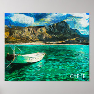Póster Crete Greece Ocean Oil Painting
