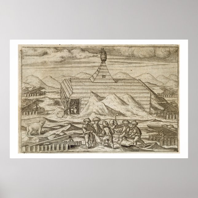 Póster Crew killing and skinning bears, outside  the cabi (Frente)