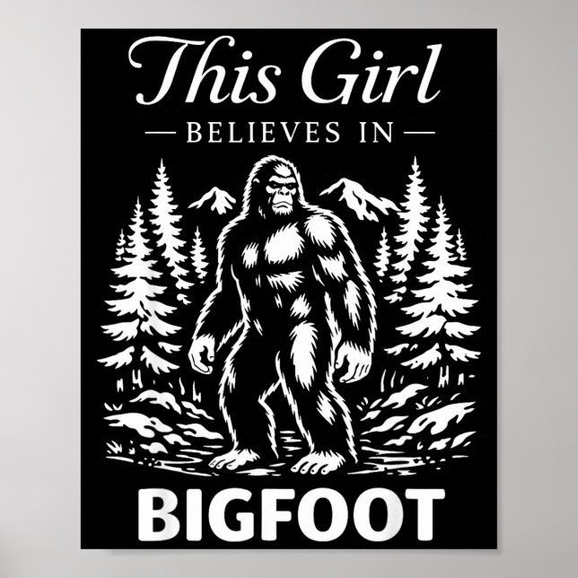 Póster creyente niña pie grande sasquatch criptido bosque (Frente)
