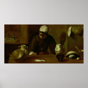 Póster Criada de la cocina con la cena en Emmaus, c.1618