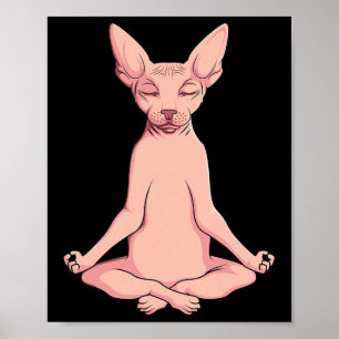 Póster Criador de Gato Sphynx Yoga Meditación Sin Pelo Ma