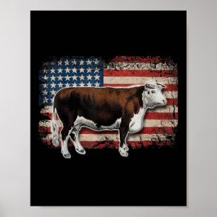 Póster Criador de Hereford - Bandera Americana Para Vaca