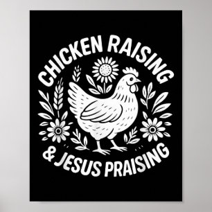 Póster Crianza de pollo Jesús alabando a graciosa granja
