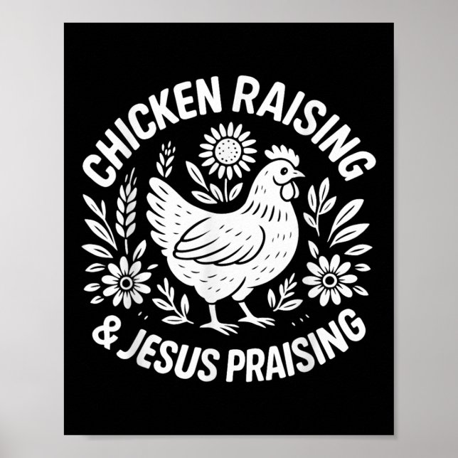 Póster Crianza de pollo Jesús alabando a graciosa granja  (Frente)