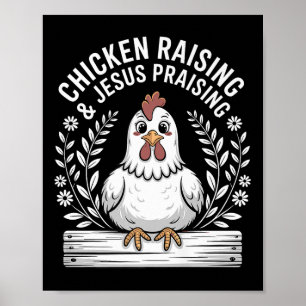 Póster Crianza Divertida de Pollos y Humor que Alaba a Je